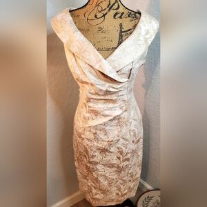 Evan Picone Cream Floral Midi Dress